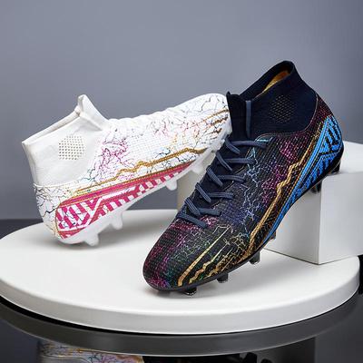 Football Boots High -top Elastic Socks Mouth, Leather Fencing Lawn Rubber Short Nail Football Shoes Children's Large Size Football Boots