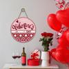 3 Stück Happy Valentine's Day Schild für Haustürdeko, Rot Rosa Liebesherzen Holz Türhänger für Außenbereich Veranda, Valentinstag Holzkranz