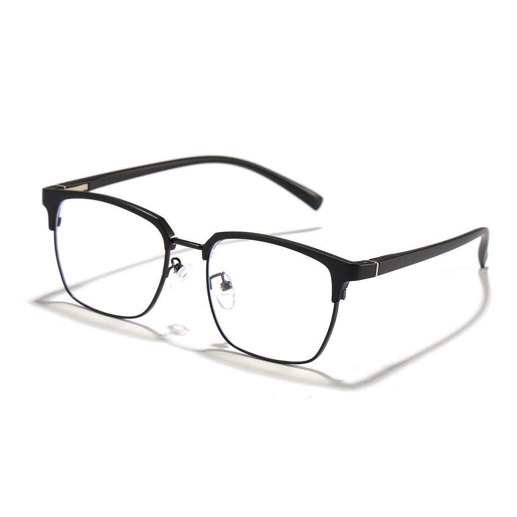 Simple square frame business style anti-blue light glasses Male and female metal students myopia glasses