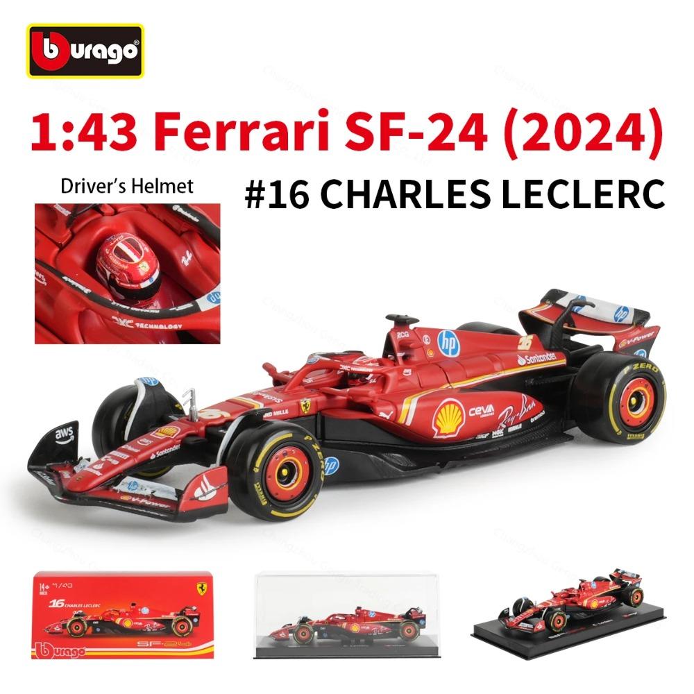 Bburago 1:43 Ferrari SF24 2024 Miami GP F1 Formula Racing Car Static Simulation Diecast Alloy Model Car Acrylic Box