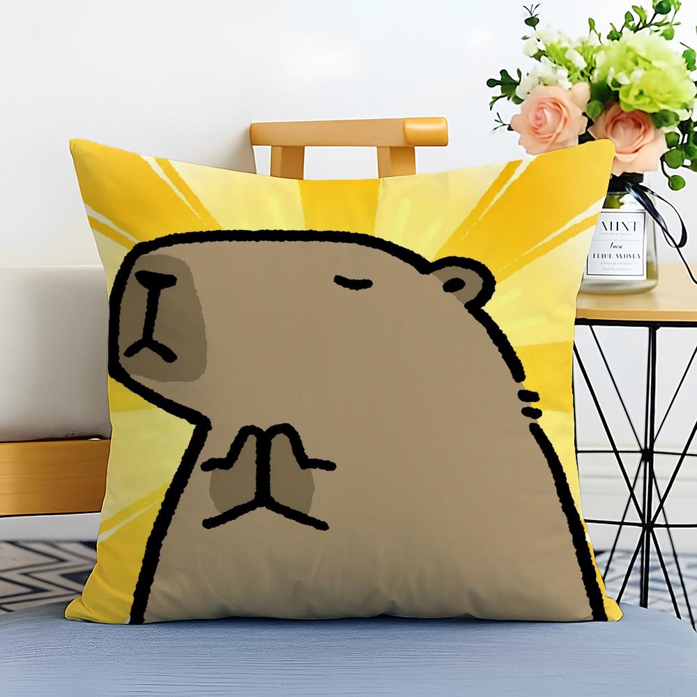 Capybara Cartoon Cute Cushion Cover Washable Linen comfort Soft for Sofa Bed Cozy Home Room Decor