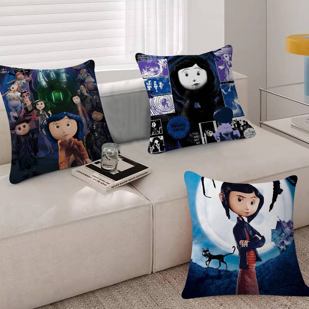 5D Anime C-Coraline Cushion Cover Inches Farmhouse Decor Home Throw Pillow Covers For Couch Decorations