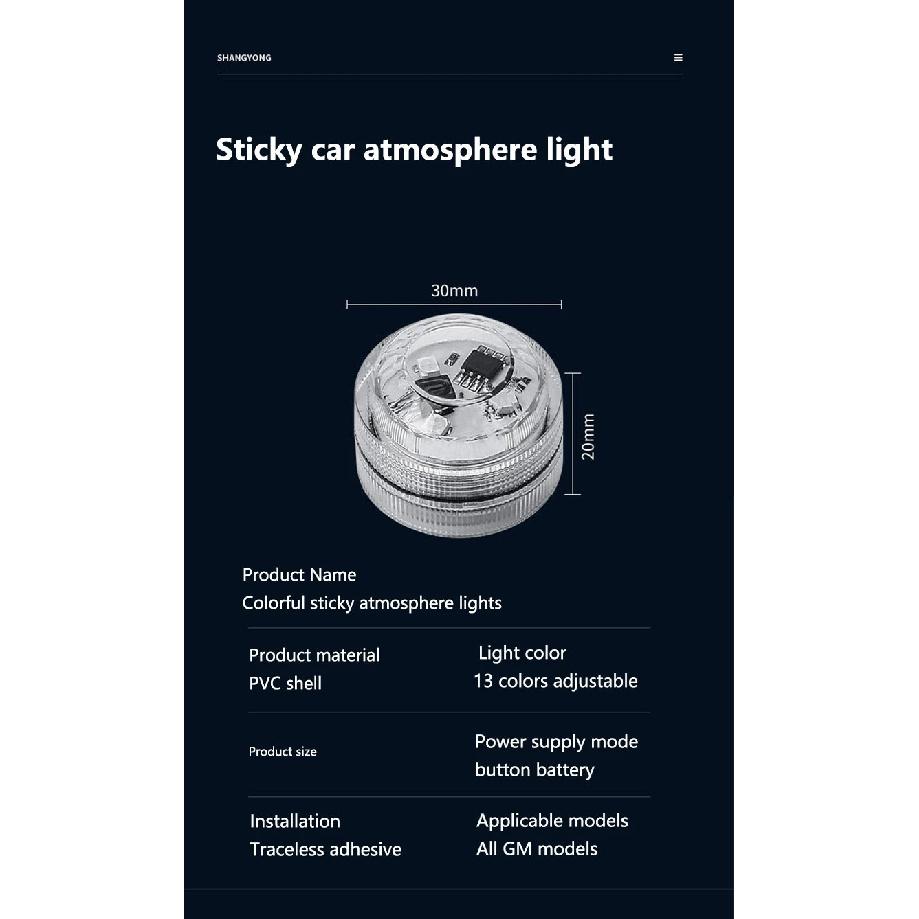 Wireless Adhesive LED Car Interior Ambient Light Remote Control Decor Auto Roof Foot Atmosphere Lamp Bicycle Tail Light