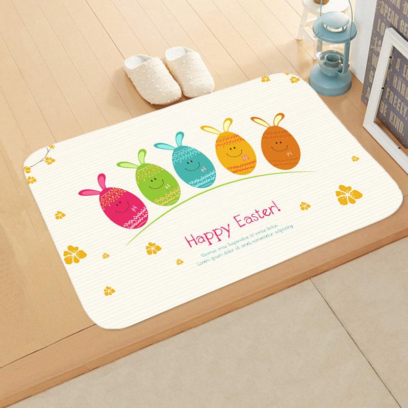 Easter Egg Rabbit Floor Mat Welcome Rugs Bedroom Living Room Entrance Carpet Kitchen Front Door Mat Machine Washable Soft Mats