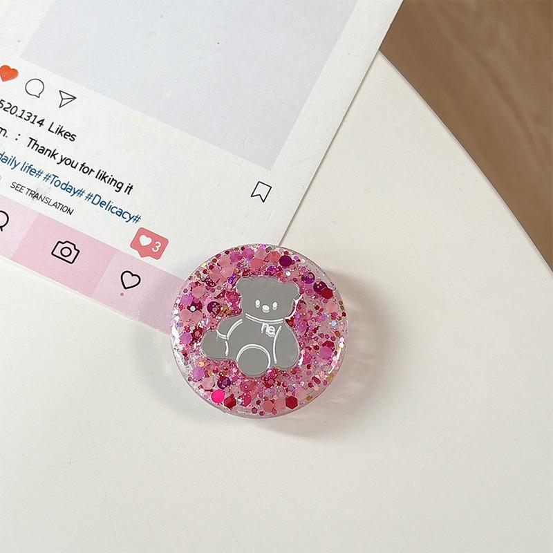 

Bear Mirror Dropping Glue Round Phone Airbag Bracket Desktop Korean Ins Style Adhesive Support Frame Ring Wholesale