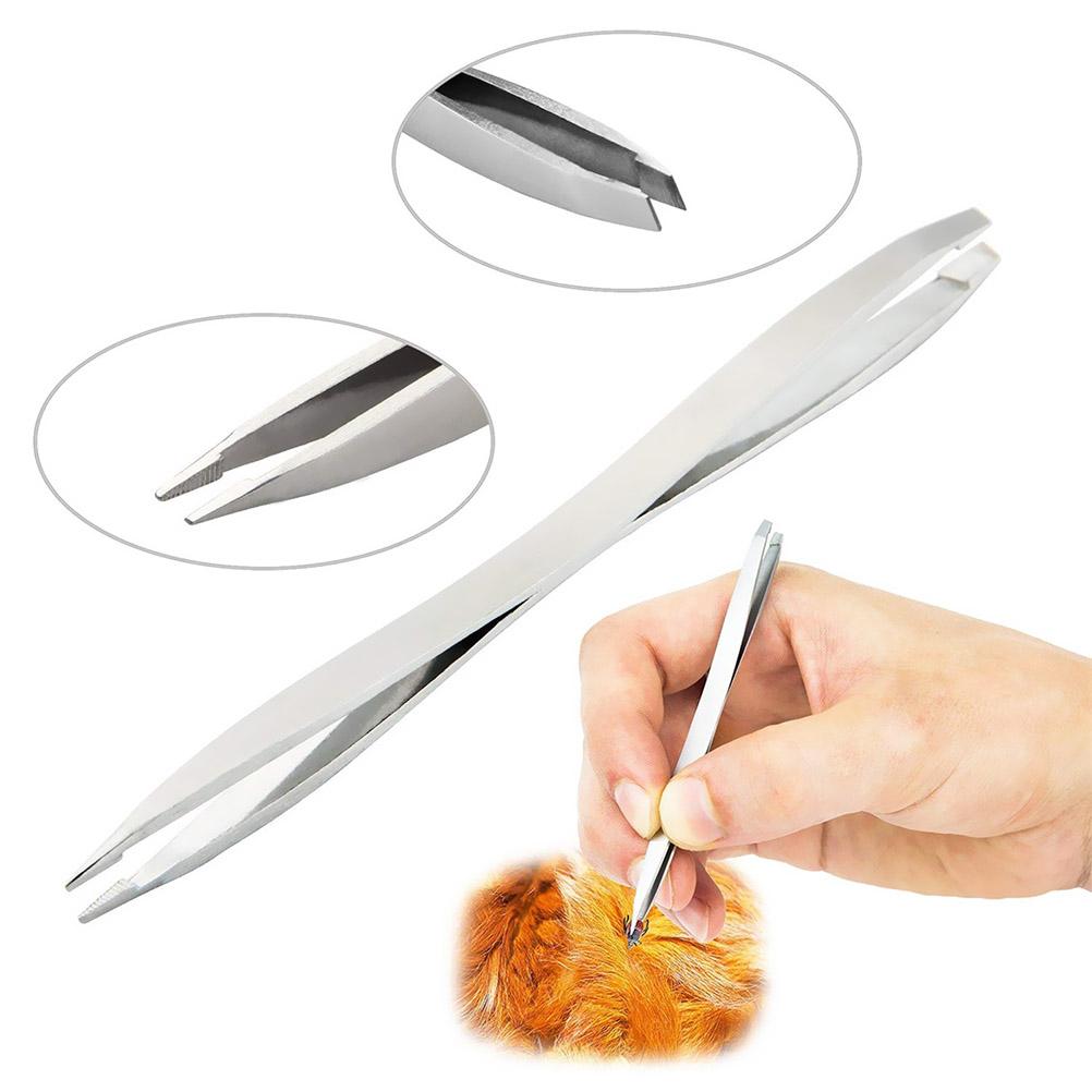 3Pcs Pet Flea Treatment Tick Removal Tools Set Stainless Steel Fork Tweezers Clip Set for Dog Cat