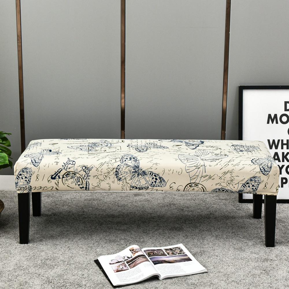Bench Cover Stretch Spandex Piano Stool Cover Long Ottoman Cover Solid Color Changing Shoes Chair Slipcover Home Decor