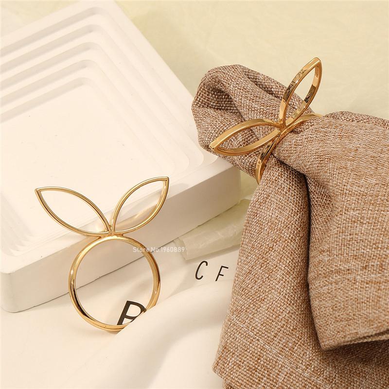 1/6 szt. Pierścienie na serwetki z króliczymi uszami, pierścienie-klamry na serwetki z głową królika, na Święta Wielkanocne, wesele, przyjęcie, dekoracja stołu jadalnego