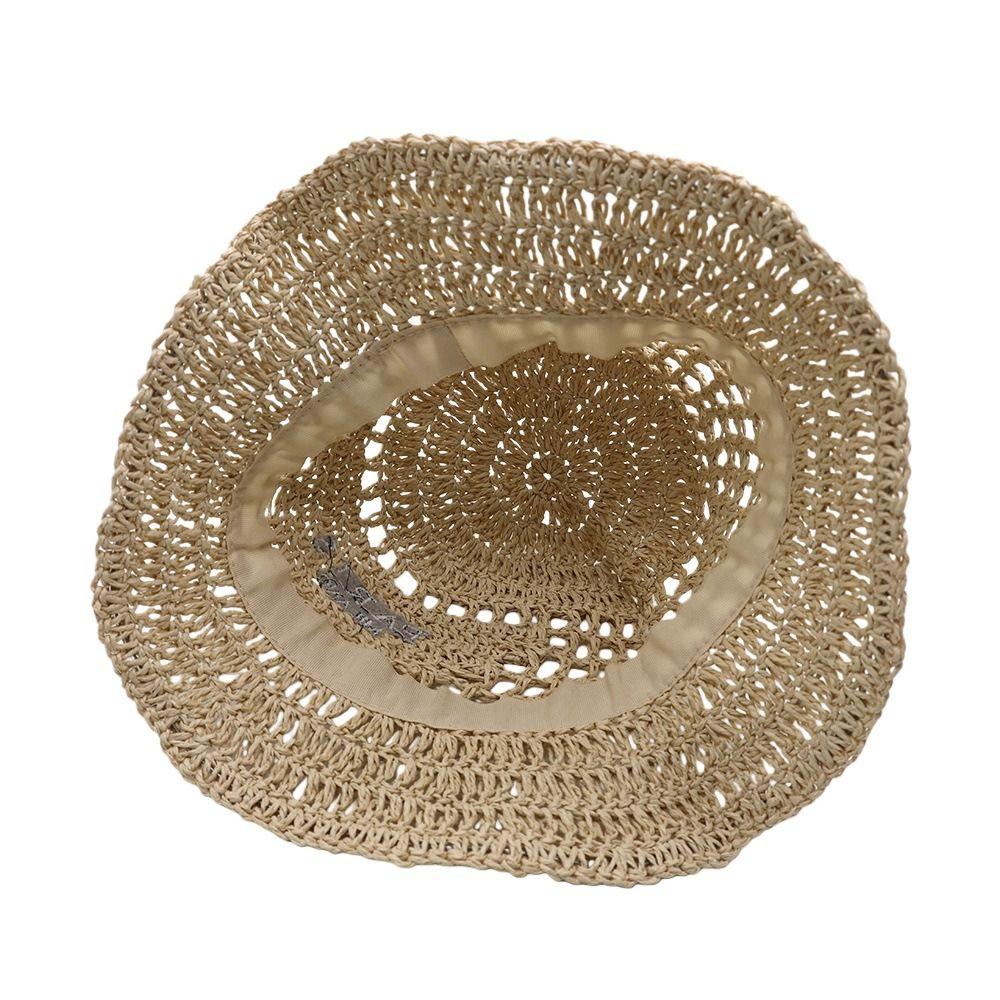 Hollow Crochet Bucket Hat Letter Embroidery Crochet Hat Vintage Fishing Hat For Women