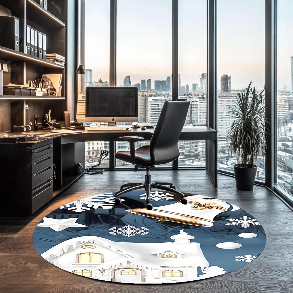 Christmas Printed Round Rug Carpet Chair Rug Area Rug Entryway Doormats,for Office Chair Living Room Bedroom Kitchen Room.