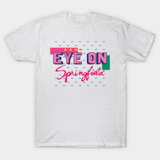 

Men Black Print T-shirt Eye On Springfield No-Cut Transfer Paper Print Cotton Tshirt 2XL білий