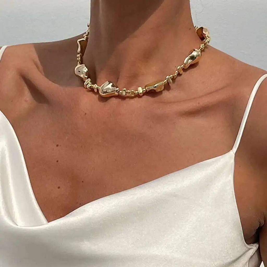 Ingemark Vintage Glossy Irregular CCB Beaded Choker Necklace for Women Adjustable Necklace Collar Chain Party Daily Jewelry New