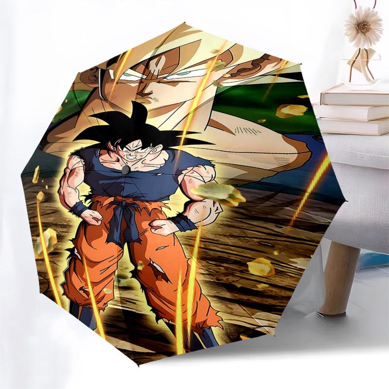 1pc Dragon Ball Z Goku Super Saiyan Automatic Folding Umbrella Portable 3-Fold Design with Iron Frame Outdoor for Fans, Travelers, Everyday Use Perfec