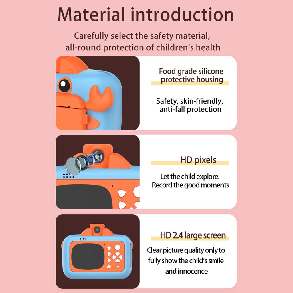 Aranyos gyerek azonnali fényképezőgép 1080P Kids digitális fényképezőgép Gyermek azonnali nyomtatási kamera 180 fokkal forgatható