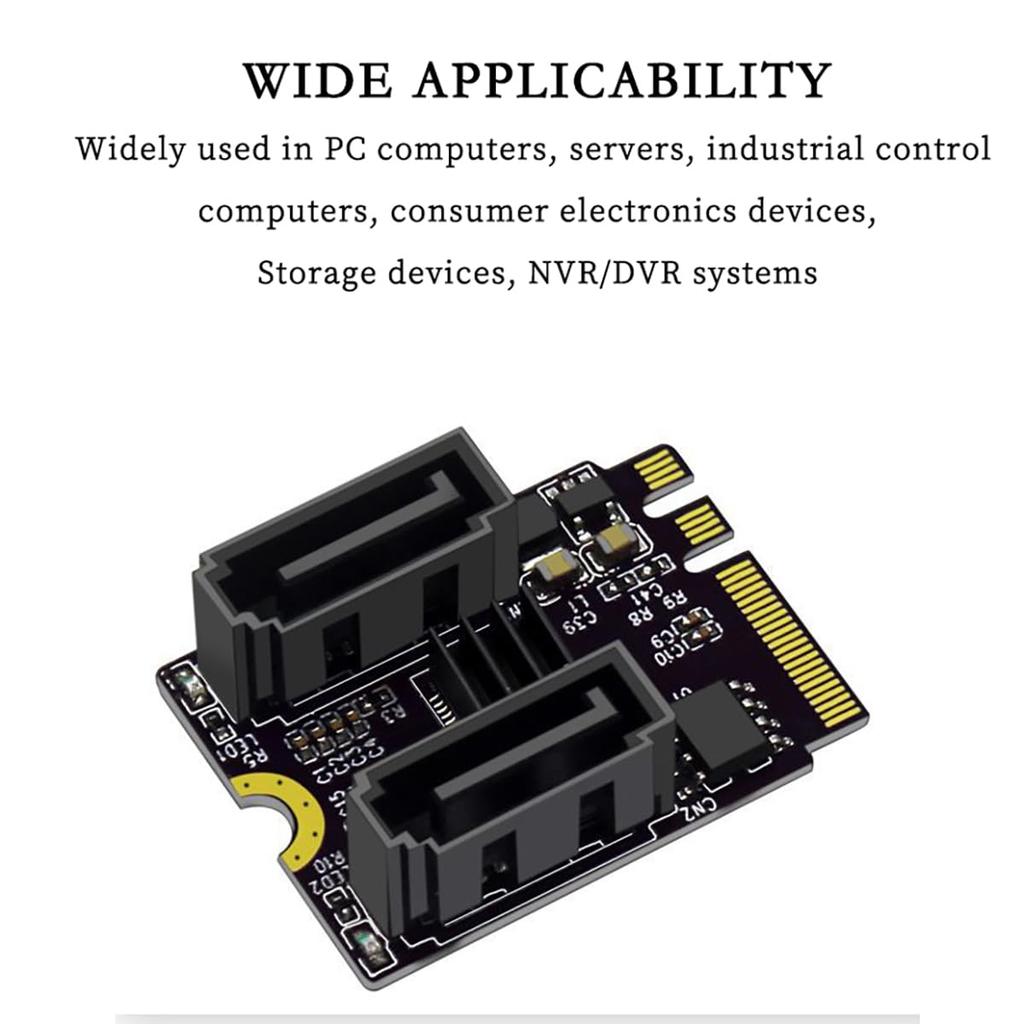 PCIe 3.0 M.2 NGFF A+E key to SATA adapter card (2 cards), 6Gbps, with JMB582 chip, for 2230 SSDs in PC servers.