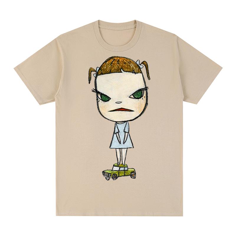 Yoshitomo Nara GIRL ON GREEN CAR Vintage Tshirt Funny Cute Cartoon Anime Cotton Unisex T shirt New TEE TSHIRT Womens tops