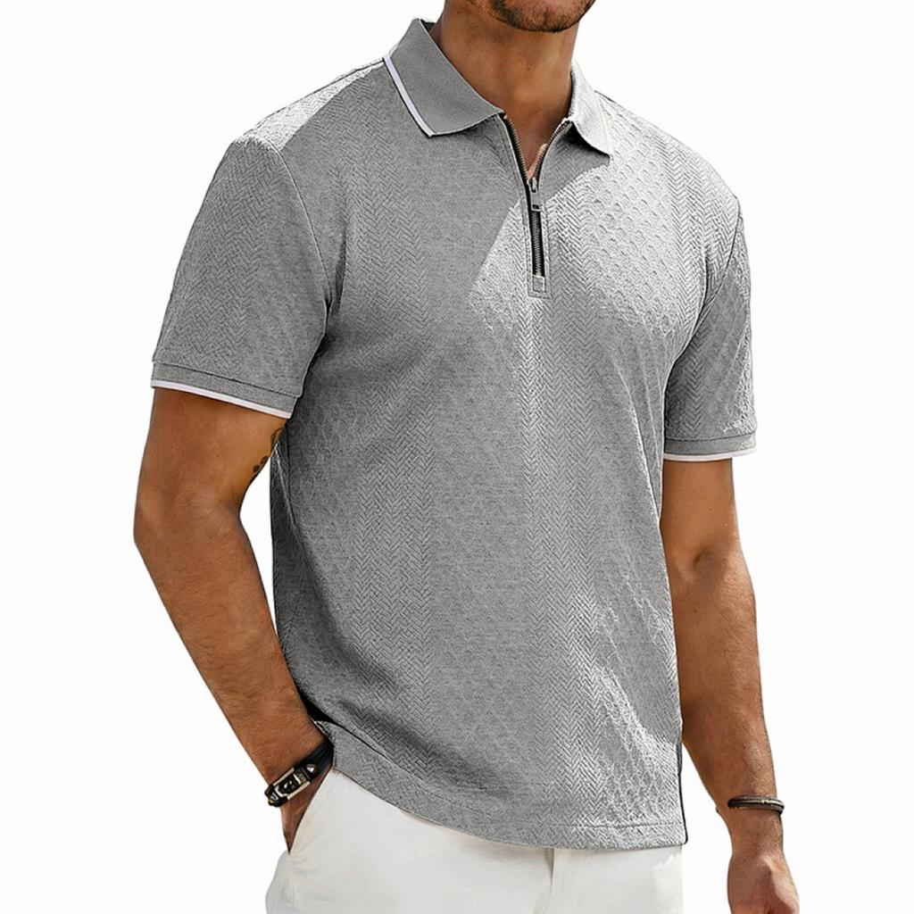 Mens Casual Shirts Short Sleeve Zipper Polo Shirt Lightweight Mens Summer Shirts Comfortable Fit Shirt Mens Casual Style for Everyday Wear
