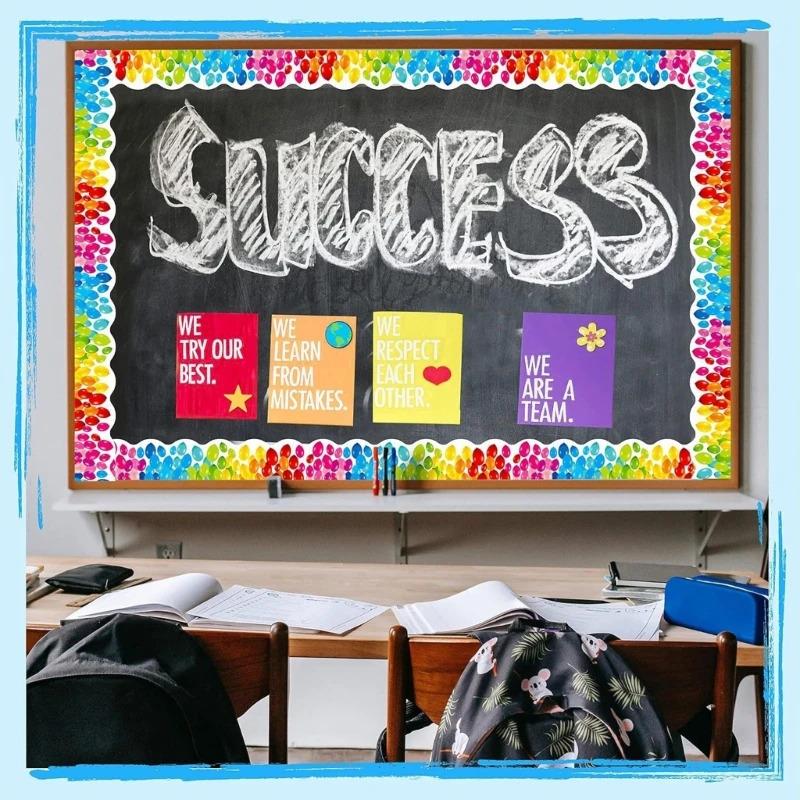 DXAB self-adhesive border decorations classroom trim border self-adhesive trim border colorful dots border