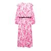 2025 Spring/Summer Women's Slim-Fit Pleated Patchwork Print Dress with Belt