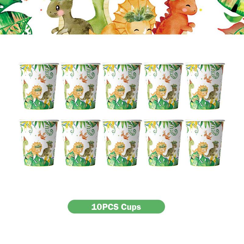 Dinosaur Birthday Decoration Party Supplies Set Cup Plate Tablecloth Dinosaur Balloons Happy Banner Cake Topper for Kids Favors