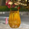 Woven Solar Lantern Rustic Solar Lamp with Handle Auto On/Off Solar Powered Outdoor Hanging Light for Farmhouse Garden Patio Yard Camping Decor
