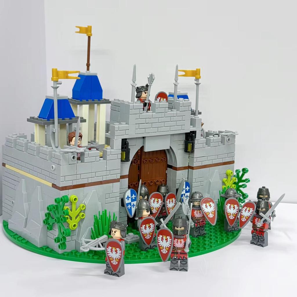Kreative Mitte des Jahrhunderts Burg Militärfestung Moc Szene Zubehör Bausteine Steine Spielzeug Geschenke für Kinder