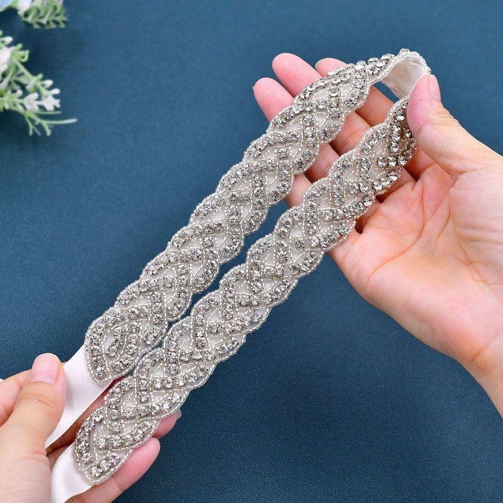Light Luxury Rhinestone Waist Seal Zircon Wedding Lace-up Belt Fashion Crystal Dress Belt  Ornament