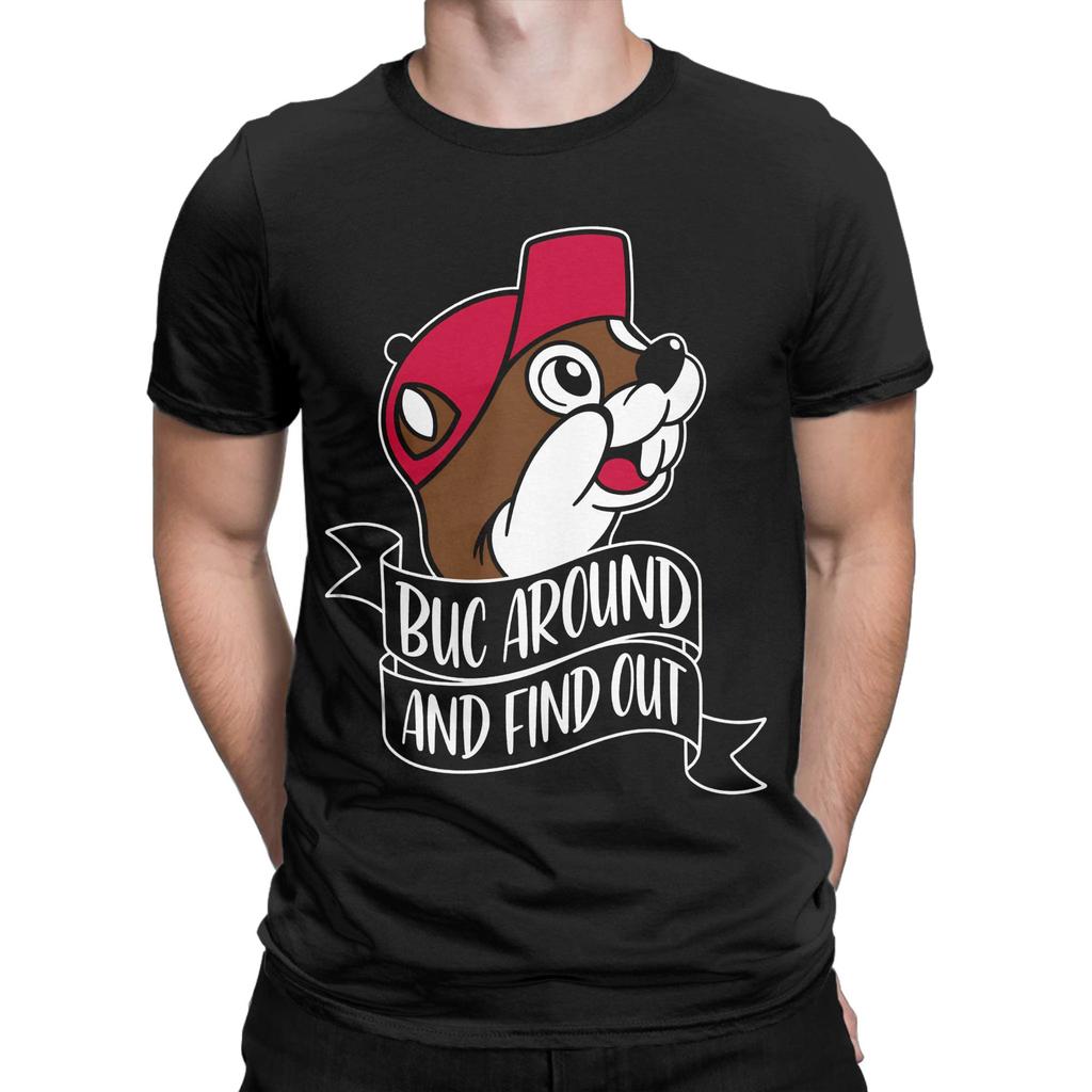 Men TShirt Buc Around and Find Out  Funny Pure Cotton Tees Short Sleeve  T Shirt O Neck Tops Summer