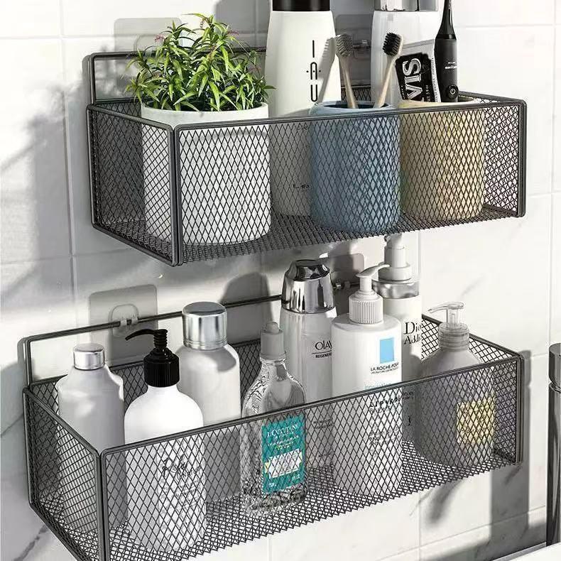 Punch-Free Wall-Mounted Storage Rack for Bathroom, Kitchen, and Bedside
