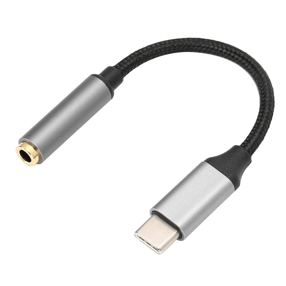 D0101 USBC Typ C Adaptérový port na 3,5MM Aux Audio Jack Kabel pro sluchátka USB(Šedá )