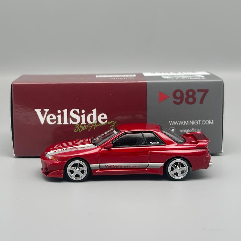 MINIGT 1:64 Nissan Skyline GTR R32 VeilSide Combat C-I Gem Red Alloy Car Model 987