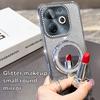 KEYSION Luxury Glitter Jewelled Magnetic Phone Case for TECNO Spark Go 2023 20 20C Pop 8 Makeup Mirror Stand Shockproof Cover