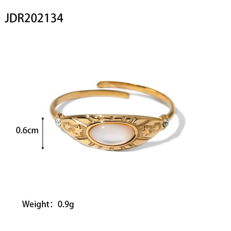 Retro Stainless Steel Gemstone Ring with Gold Band Jewelry From The Vintage Era
