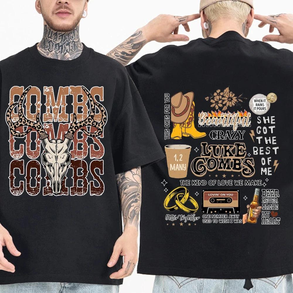 Western Luke Combs Country Music T-Shirts Man Woman Harajuku O-Neck Short Sleeve Anime Shirts Fans Gift