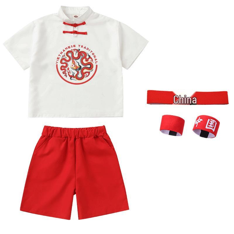 Ethnische Hanfu-Sommergarnitur für Jungen - Chinesischer Stil Schulchor & Abschlussuniform