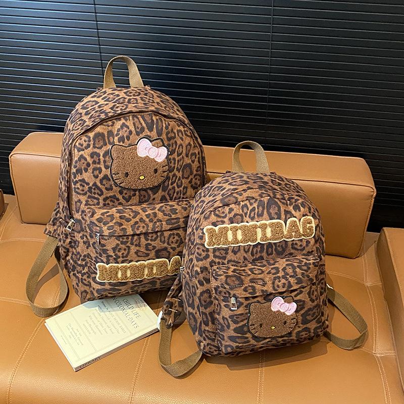 Fashion Large-Capacity Primary School Schoolbag Trendy Cool Leopard Print Boys And Girls Backpack Cartoon Cute Kitten Children'S Backpack