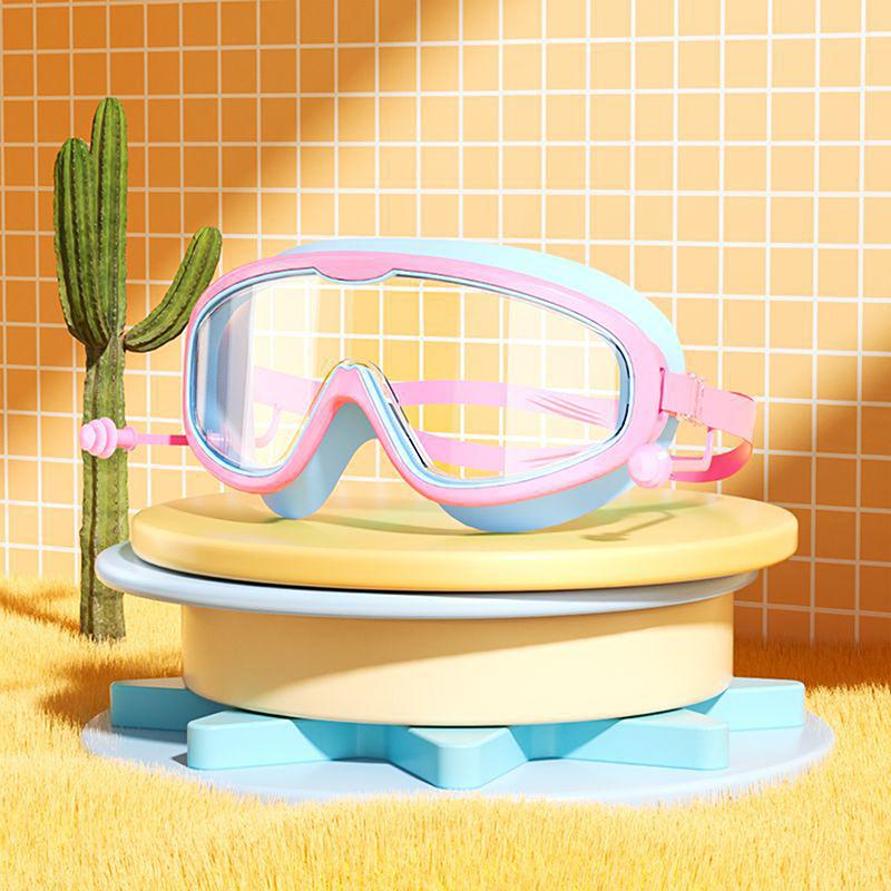 

2025 Очки для плавания с большой оправой для взрослых и детей, высокого качества, с защитой от запотевания, водонепроницаемые, на выбор несколько цветов светло-синий
