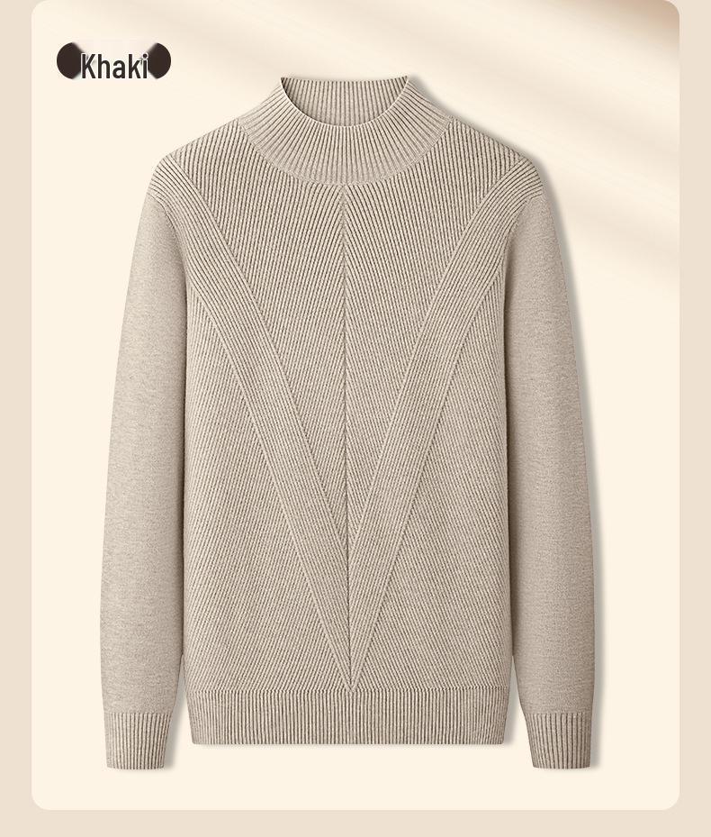 Men's Wool Modal Knitwear: Half-High Neck Textured Base Layer for Autumn/Winter 2026