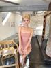 Pink Spicy Chic French Spaghetti Strap Dress - Women's Elegant Slim Fit