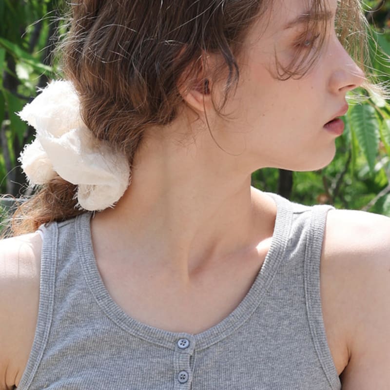 for Lace Flower Scrunchie_Large_Beige