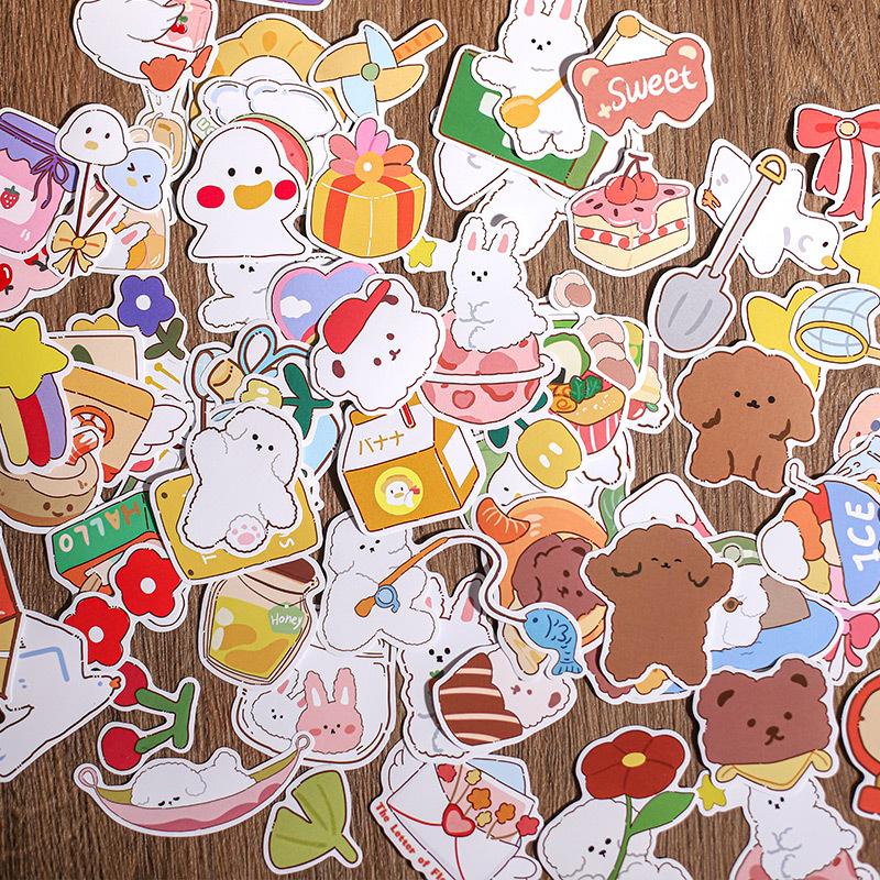 40pcs/set Cute Animal Sticker Cartoon Phone Case Decorative Stickers Girls DIY Journal Stickers Kids Stationery Stickers