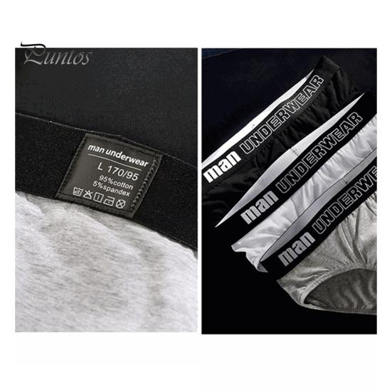 Men Briefs Mid-rise Three-Dimensional U-Convex Design Underwear Patchwork Color Letter Print Panties