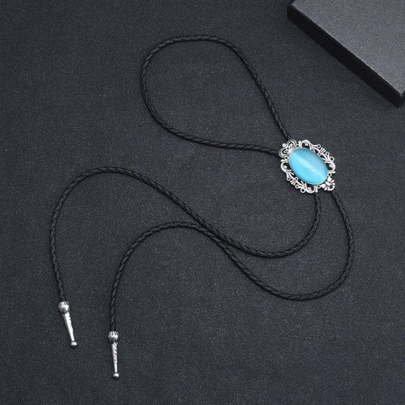 1pc/3PCS Bolo Tie for Male Western Cowboy Style Necktie with Gemstones Buckle Ornaments Masquerades Costume Supply