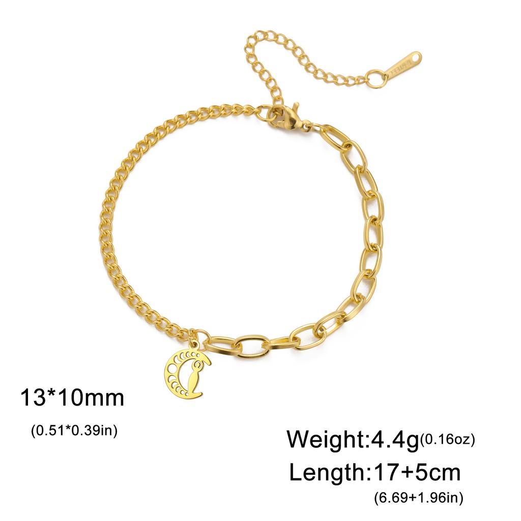 LIKGREAT Classic Crescent Triple Moon Goddess Bracelets Stainless Steel Wicca Hecate Fertility Amulet Jewelry Lucky Women Gifts