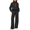 2025Women Coat Pants Set Stand Collar Long Sleeve Zip-up Elastic Cuff Jacket Drawstring Stretchy High Waist Wide Leg Trousers Sport Tracksuit