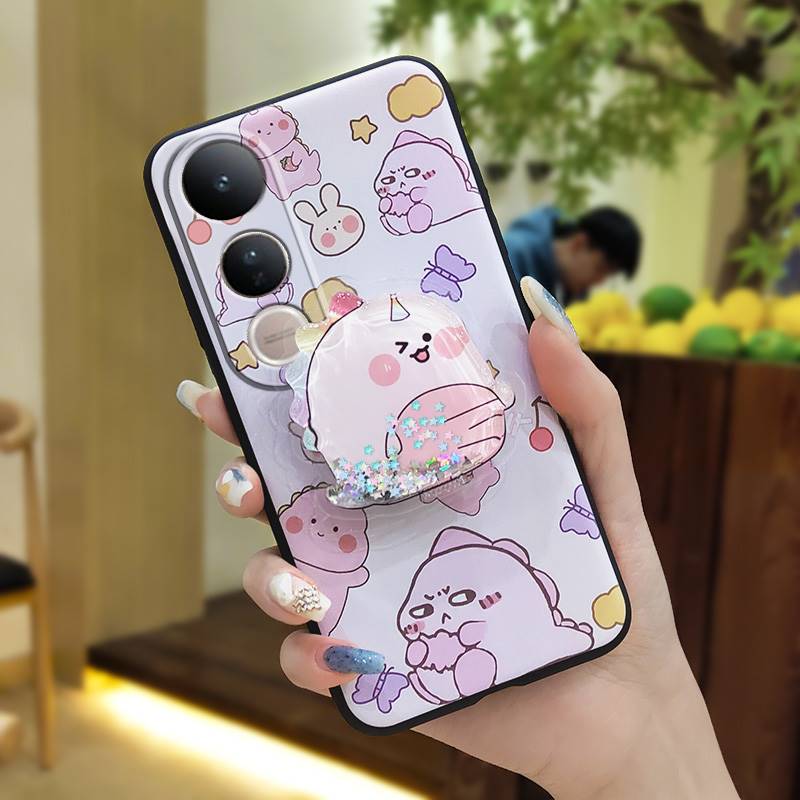 Simplicity Skin feel silicone Phone Case For VIVO V50 Lite 5G Global TPU Waterproof Rotatable stand Anti-knock cute