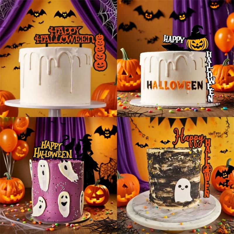 10 STÜCKE Acryl Halloween Kuchenaufsatz Rechter Winkel Kuchendekoration Flagge DIY Happy Halloween Party Kuchen Desserts Deko Zubehör