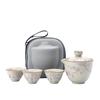 Ru Kiln Travel Set One Pot Three Cups Portable Quick Outdoor Tea Drinking Single Ceramic Teapot Cup