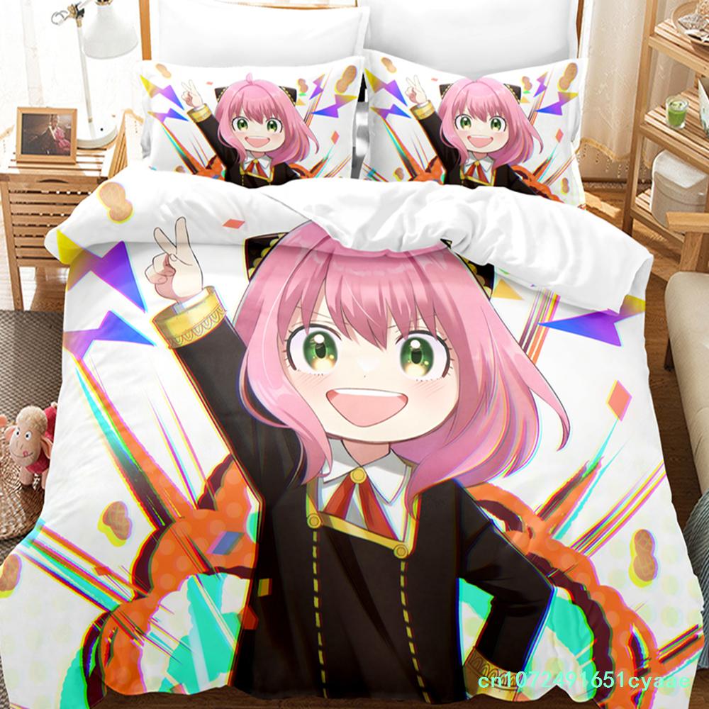 SPY×FAMILY Bedding Set Anime Anya Forger Quilt Cover Single Double Size With Pillowcase Boys Girls Bedspread