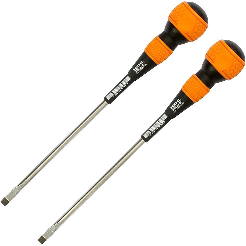 VESSEL Ball Grip Screwdriver No. 220, Flat 5.5 × 150, Set of 2